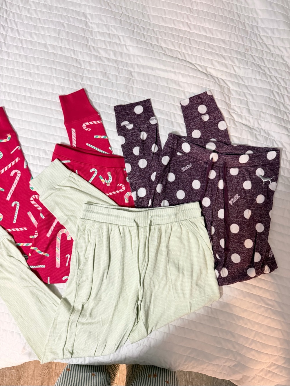 stars above Kids Mint, Pink Candy Cane & Purple Polka Dot Leggings Set